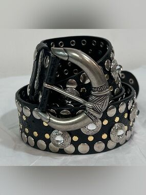 NANNI Studded  Heavy Western Buckle Black & Mixed Metal Conchos Size 100/40
